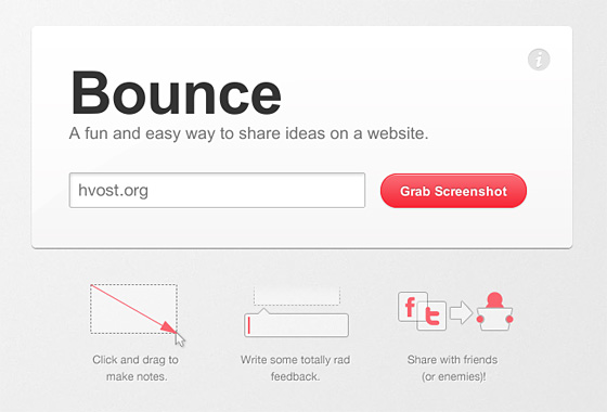 Bounce сервис для снятия скриншотов и добавления комменатариев